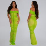 Women's Fashion Elegant Mesh Ruffle Slim Fit Bodycon Dress