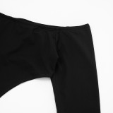 Women Fall Sexy Off-Shoulder Backless Long-Sleeved Mesh Patchwork Jumpsuit