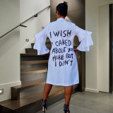 Women's Autumn & Winter Letter Print Ruffle Sleeve Fashion Dress