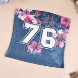 Summer Women's Low Back Printed Strapless Crop Top