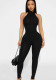Summer Women's Ribbed Round Neck Low Back Sports Yoga Jumpsuit