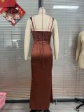 Women's Sexy Sleeveless Strappy Solid Slim Fit Long Dress