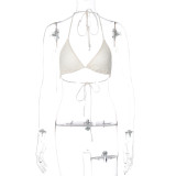 Women  Sexy Basics Bra and Cutout Collar Patchwork Lace Long Sleeve Jumpsuit Two-Piece Set