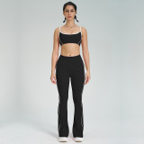 Women's Strap Removable Padding Tank Top Bell Bottom Pants Yoga Set