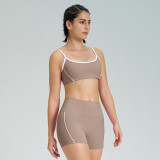 Women's Strap Removable Padding Tank Top Bell Bottom Pants Yoga Set