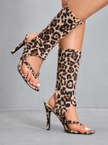 Women Sexy Black Cutout Sexy Prom High-Heeled Sandals