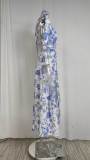 Summer Women's Floral Slit Strap Long Dress