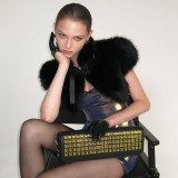 Women Fall/Winter Solid Sexy Furry Sleeveless Lace-Up Crop Top