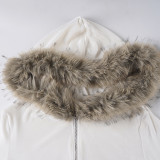 Women American-Style Fall/Winter Sport Velvet Letter Print Fur Collar Hooded Long-Sleeved Jacket and Pants Two-Piece Set