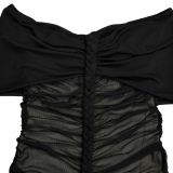 Women's Fashion Elegant Mesh Ruffle Slim Fit Bodycon Dress