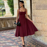 Women's Strapless Square Neck Sexy Low Back Slim Waist Chic Maxi Dress