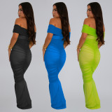 Women's Fashion Elegant Mesh Ruffle Slim Fit Bodycon Dress