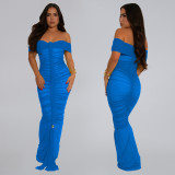 Women's Fashion Elegant Mesh Ruffle Slim Fit Bodycon Dress