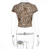 Summer Women's Sexy Leopard Print Lace Tie-Up Shirt