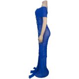 Women's Fashion Elegant Mesh Ruffle Slim Fit Bodycon Dress