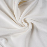 Women American-Style Fall/Winter Sport Velvet Letter Print Fur Collar Hooded Long-Sleeved Jacket and Pants Two-Piece Set