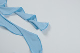 Summer Women's Sexy Fashion Strap Flounce and Tie Dress