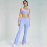 Women's Strap Removable Padding Tank Top Bell Bottom Pants Yoga Set