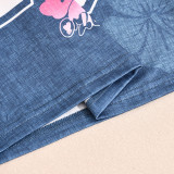 Summer Women's Low Back Printed Strapless Crop Top