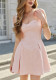 Women's Jacquard Strap Sexy Low Back Ruffle Short Dress
