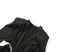 Autumn Women's Fashion Sexy Open Waist V-Neck Long Sleeve Bodycon Dress