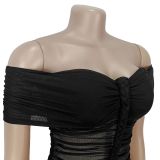 Women's Fashion Elegant Mesh Ruffle Slim Fit Bodycon Dress