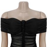 Women's Fashion Elegant Mesh Ruffle Slim Fit Bodycon Dress