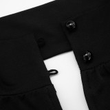 Women Fall Solid Casual V-Neck Long-Sleeved Top and Mini Skirt Two-Piece Set