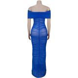 Women's Fashion Elegant Mesh Ruffle Slim Fit Bodycon Dress