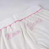 Women American-Style Fall/Winter Sport Velvet Letter Print Fur Collar Hooded Long-Sleeved Jacket and Pants Two-Piece Set