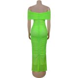 Women's Fashion Elegant Mesh Ruffle Slim Fit Bodycon Dress