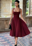 Women's Strapless Square Neck Sexy Low Back Slim Waist Chic Maxi Dress