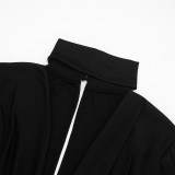 Women Fall Solid Casual V-Neck Long-Sleeved Top and Mini Skirt Two-Piece Set