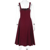 Women's Strapless Square Neck Sexy Low Back Slim Waist Chic Maxi Dress