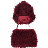 Women Fall Backless Hooded Top and Skirt Two-Piece Set