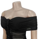 Women's Fashion Elegant Mesh Ruffle Slim Fit Bodycon Dress