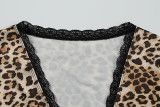 Summer Women's Sexy Leopard Print Lace Tie-Up Shirt