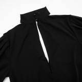 Women Fall Solid Casual V-Neck Long-Sleeved Top and Mini Skirt Two-Piece Set