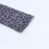 Autumn Women's Leopard Print Fake Two-Piece Long Sleeve Slim Fit Top