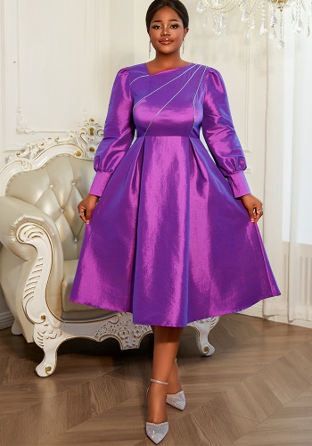 Plus-size Women long-sleeved elegant formal party dress