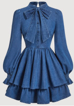 Women Bow Denim Dress Women Bow Denim Dress