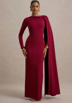 Women Sexy One-Shoulder Ribbon Evening Long-Sleeve Bodycon Dress