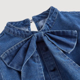 Women Bow Denim Dress