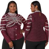 Plus-Size Women Fall Printed Casual Top