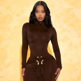 Women Long-Sleeved Metallic Ribbon Gathered Elegant Maxi Dress