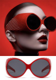 Women oversized round-frame punk sunglasses