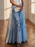 Women Prom Elegant Print Sleeveless Maxi Dress