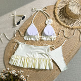 Women Sexy iSolid Three-Piece Swimsuit
