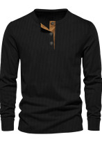 Men's spring/fall corduroy casual solid long-sleeved T-shirt