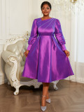 Plus-size Women long-sleeved elegant formal party dress